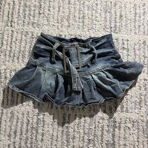 Kanji Sexy denim ultra mini belted skirt size XL